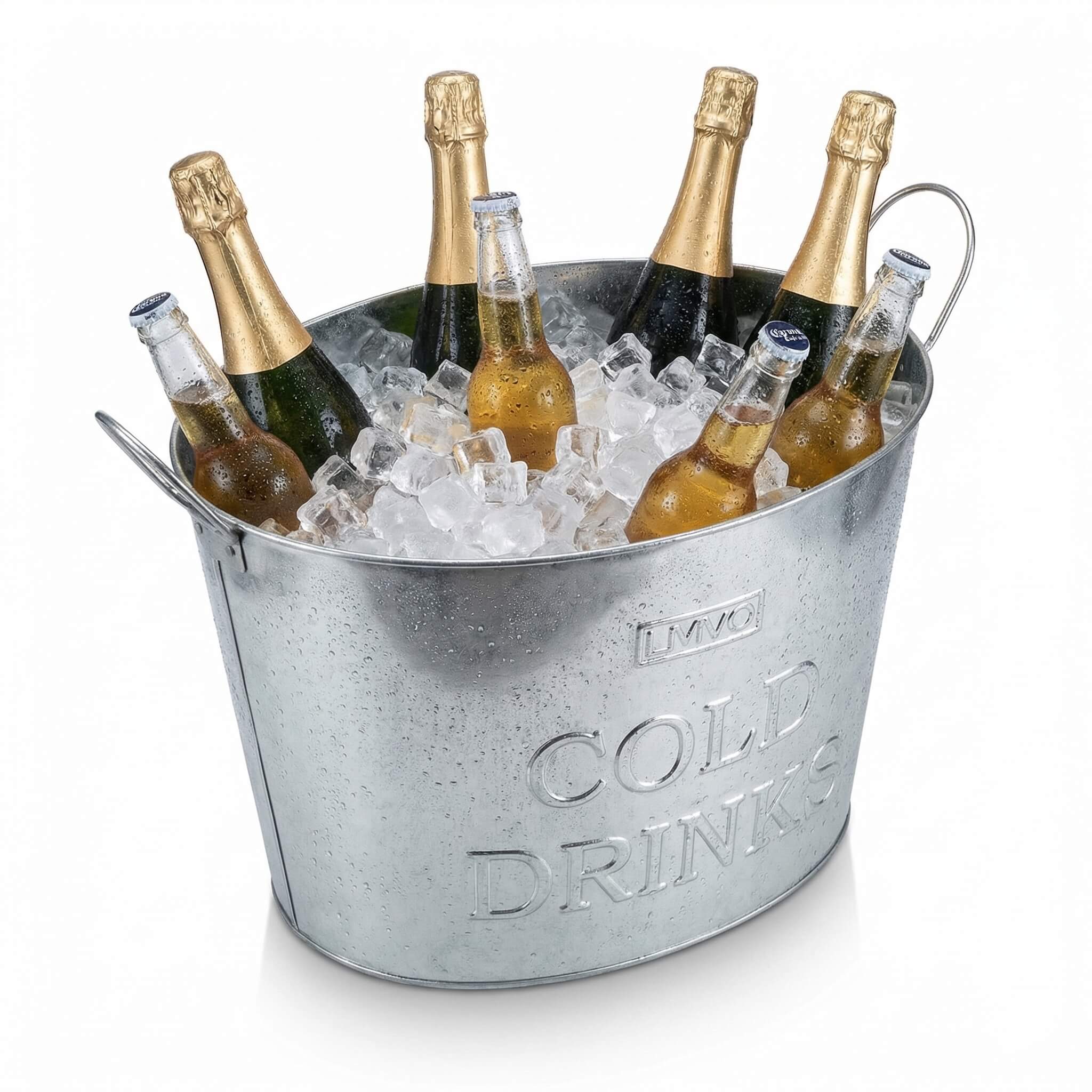 Large 24-litre galvanised steel ice bucket hire for parties and events in London